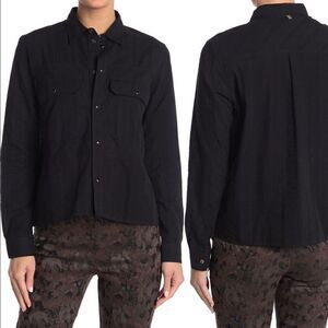 Billy Reid blocked cotton long sleeve over shirt size S in black, NWT